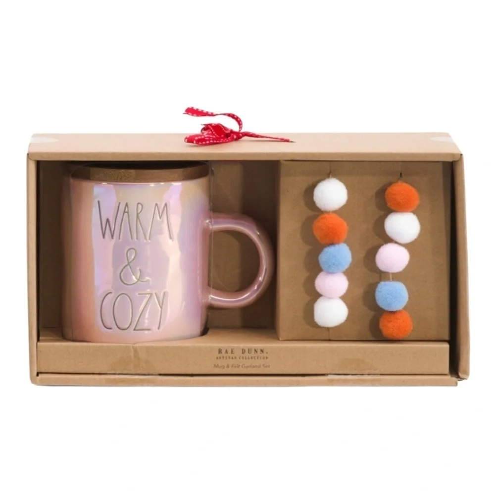 Rae Dunn Artisan x Magenta Collection Warm and Cozy Mug And Garland Gift Set